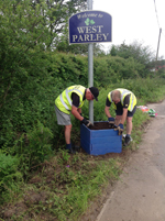 volunteers installing a new planter