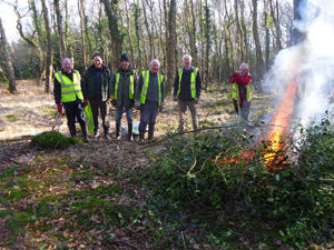 Volunteers in parley wood take a well earned break